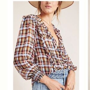 ANTHROPOLOGIE MAEVE Laila ruffled blouse 6P